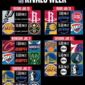 九游游戏中心-NBA官方公布宿敌周赛程：湖人多达3场，雷霆步行者冤家路窄